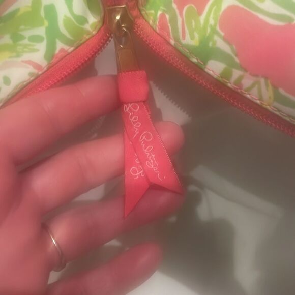 Lilly Pulitzer beach bag cooler with handles tropical print lime green and pink - Picture 9 of 10